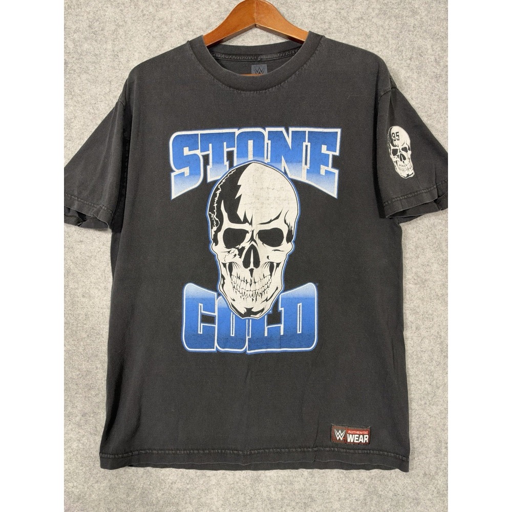 WWE Stone Cold Steve Austin Shirt Mens L Black Skull Graphic Tee Wrestling
